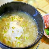 大豆スープの雑炊